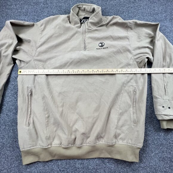 Zero Restriction Pebble Beach Golf Pullover Jacket Men’s XL Tan 1/2 Zip Pockets - Picture 2 of 9